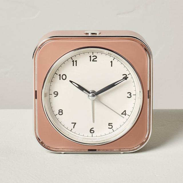 Vintage Style Analog Alarm Clock Beige/Chrome - Hearth & Hand™ with Magnolia