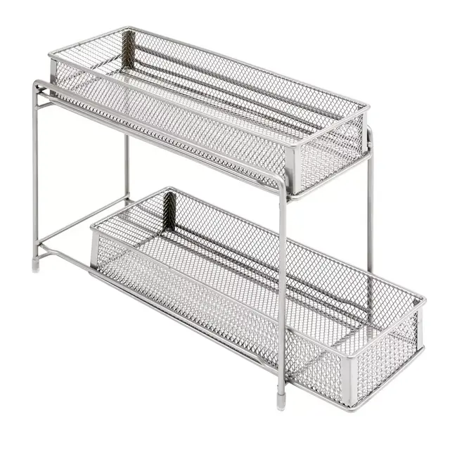 Squared Away™ 2-Tier Metal Mesh Spice Organizer in Matte Nickel