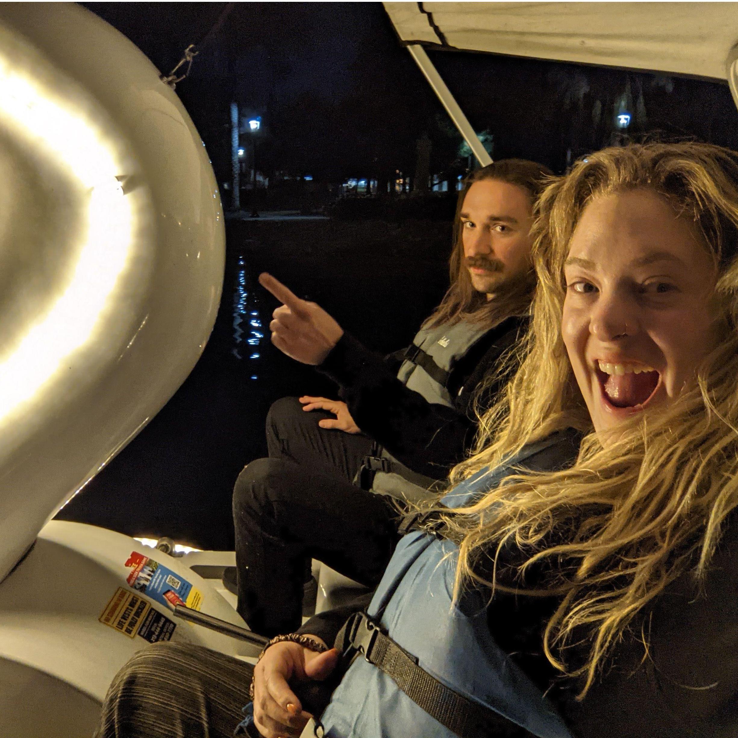 Riding the swan boats in LA