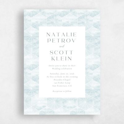 Blue Bordered Wedding Invitation - Orion Portrait