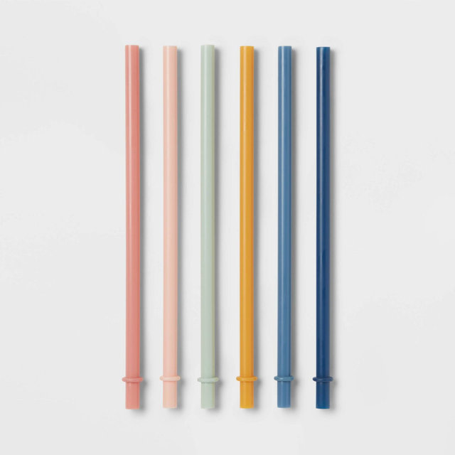 Kids' 6pc Plastic Rainbow Tumbler Straws - Pillowfort™