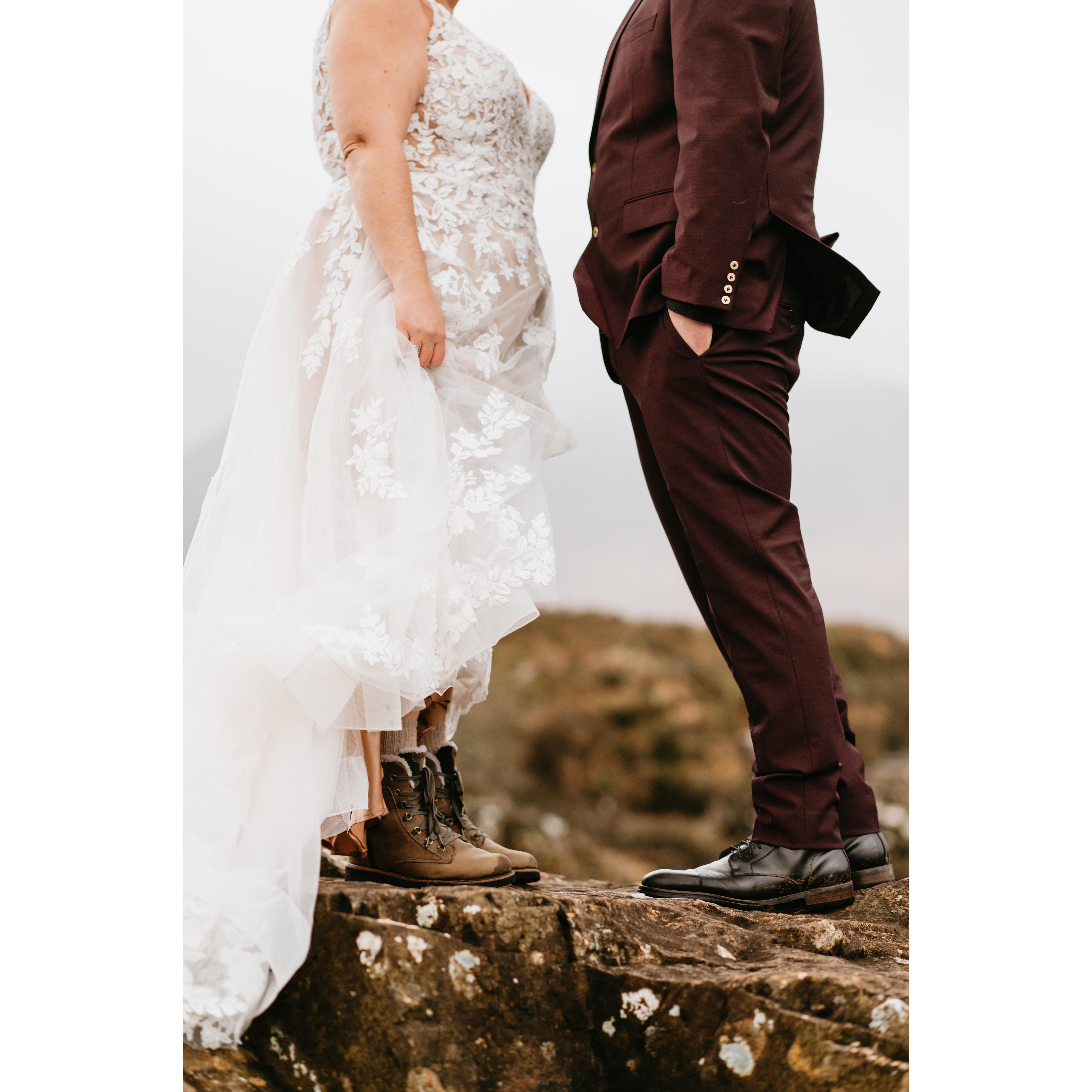 If you look on Lauren's dream wedding Pinterest board from 15 years ago, the first picture of shoes were white, sparkly heels. 18 year old Lauren would NEVER have believed she would be wearing boots!