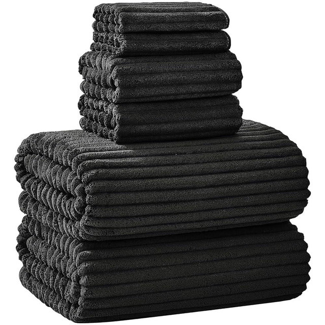 NALIVO Extra Large Bath Towel Set of 6 (40"x80"),Oversized Bath Sheet Super Soft Highly Absorbent Microfibers Quick Dry Luxury Shower Towel for Bathroom Spa Gym Hotel Yoga (Black, 6Piece)