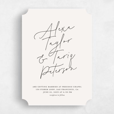 Beige Ticket Wedding Invitation - Micah Classic