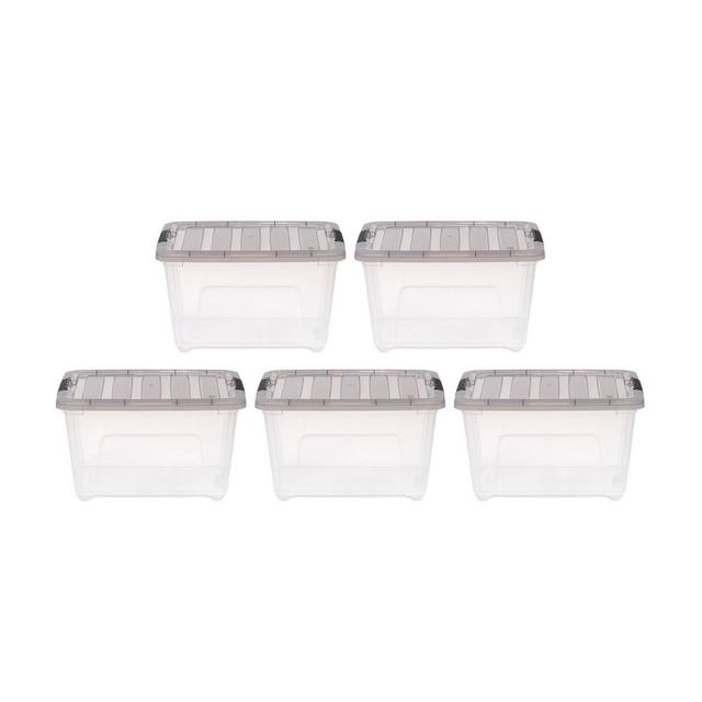 IRIS 32qt 5pk Stack and Pull Box Clear with Gray Lid