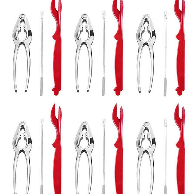 CoZroom Seafood Tools Set Nut Cracker Set with Lobster Crackers and Stainless Steel Seafood Forks Lobster Shellers (6 Crackers/6 Forks/6 Shellers)
