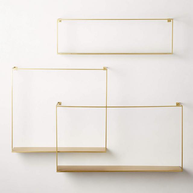 Antiqued Brass Floating Shelves Set of 3