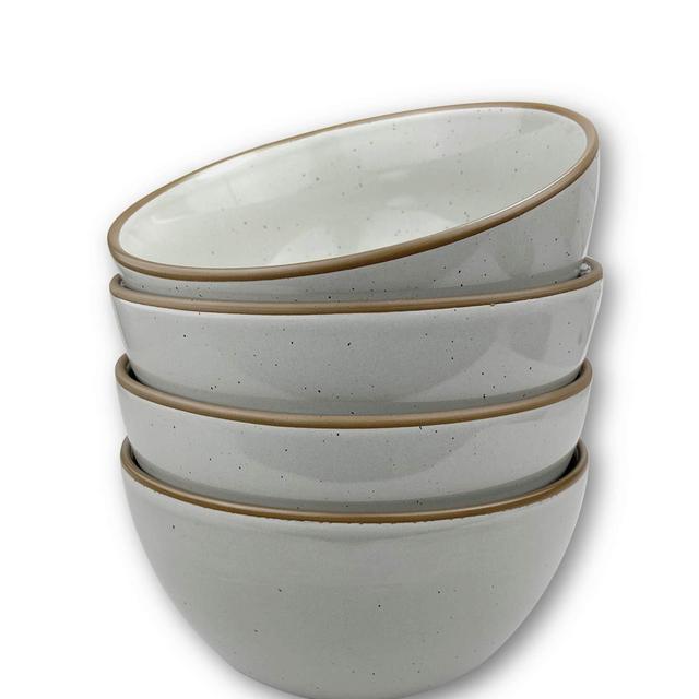 Mora Ceramic Bowls For Kitchen, 28oz - Bowl Set of 4 - For Cereal, Salad, Pasta, Soup, Dessert, Serving etc - Dishwasher, Microwave, and Oven Safe - For Breakfast, Lunch and Dinner - Earl Grey