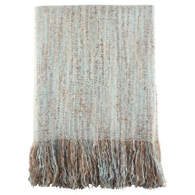 Aqua Fringe Hem Faux Throw Blankets (50&#34;x60&#34;)- Saro Lifestyle