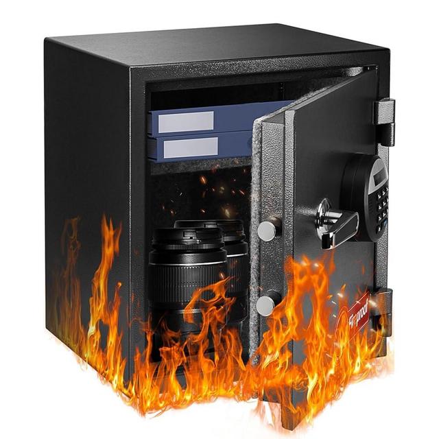 1.6 Cubic Feet Fireproof Safe Box, Fireproof Home Safe for Money, Jewelry, Documents and Valuables W/Digital Keypad,Alarm System,Removable Shelf, Home and Office Use Document Box