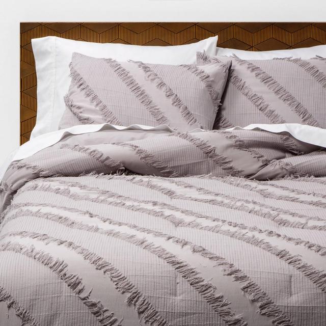 Gray Diagonal Textured K Comforter & Sham Set - Opalhouse™