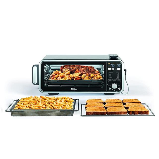 Ninja SP351 Foodi Smart 13-in-1 Dual Heat Air Fry Countertop Oven, Dehydrate, Reheat, Smart Thermometer, 1800-watts, Silver