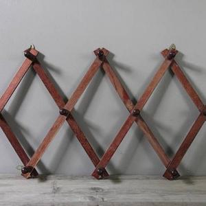 Vintage accordion wooden peg rack | expandable hanging rack | storage rack