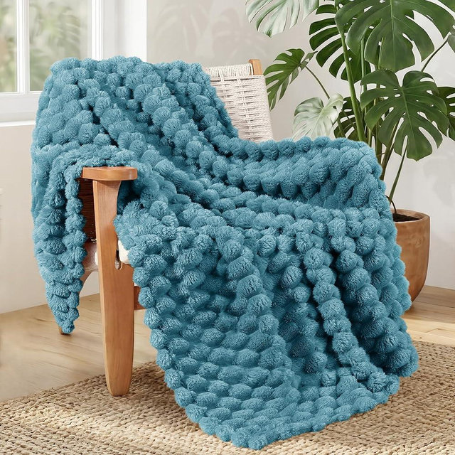 Whale Flotilla Fleece Throw Blanket for Couch or Bed, Luxury 3D Jacquard Super Soft Lightweight Summer Spring Blanket, Cozy Fluffy Plush Decorative Sofa Blankets, 50x60 Inch, Slate Blue