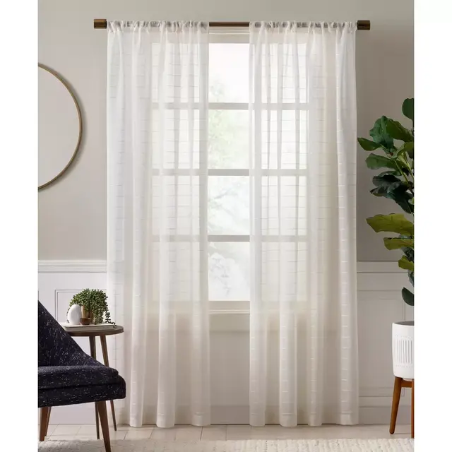 Charlie Sheer 84-Inch Rod Pocket Window Curtain Panel in Ivory
