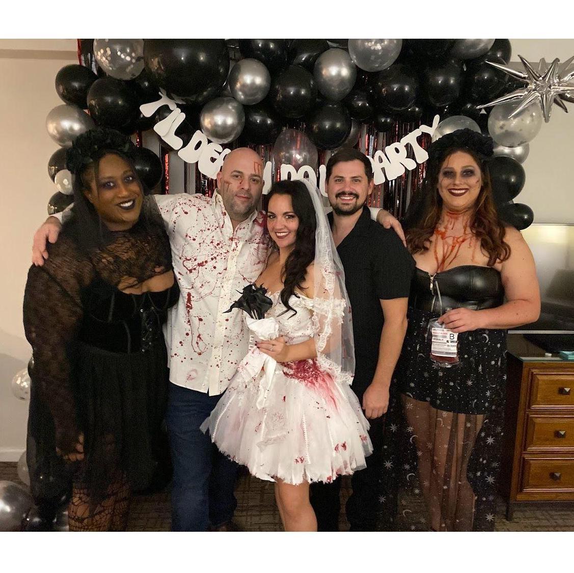 Us having a great night with the amazing people who organized and decorated for the bachelor/ette weekend! Thank you to Adrienne, Briana, and Chris for making this weekend so memorable. We love you!!