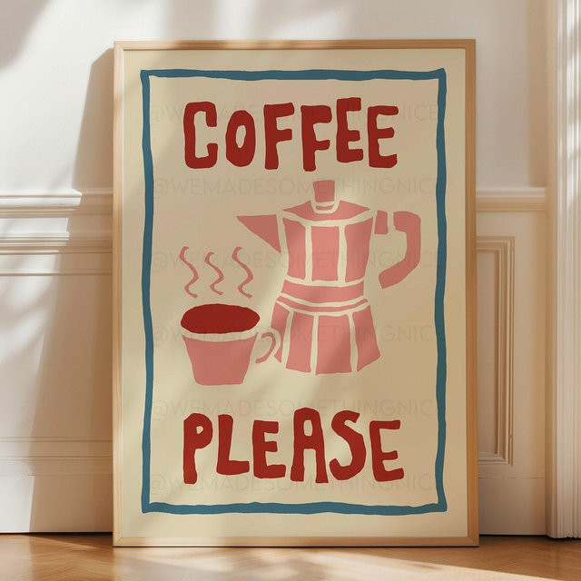 Coffee Poster, Kitchen Art, Kitchen Print, Kitchen Poster, Bar Cart Print, Trendy Wall Art, Retro Wall Art, Coffee Print