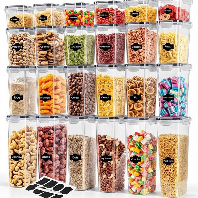 KICHLY Airtight Food Storage Containers With Lids (24 Pack) - Pantry Organizers and Storage - Pantry Storage Or Kitchen Storage Containers - Ideal for Pasta or Cereal Containers