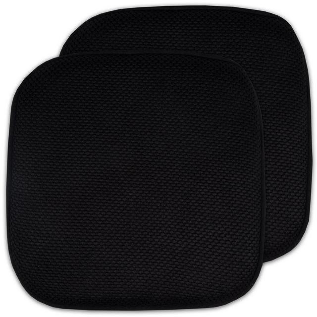 Honeycomb Memory Foam No Slip Back 16" x 16" Chair Pad Cushion, Black, 2 Pack