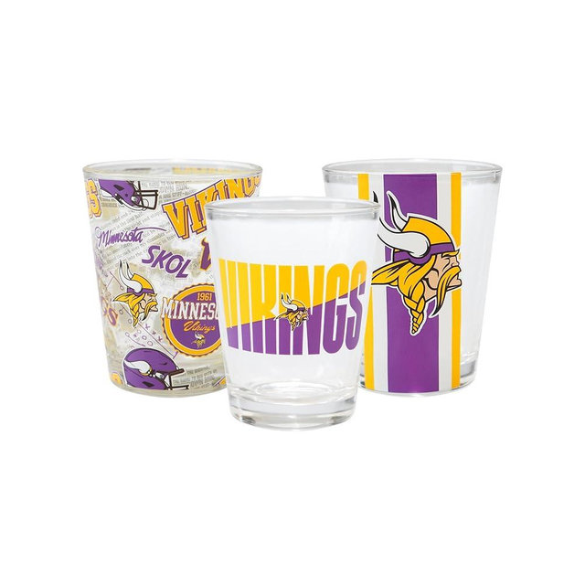 FOCO NFL unisex-adult NFL Team Logo Barware Team Spirit 1.5oz Shot Glasses 3-Pack