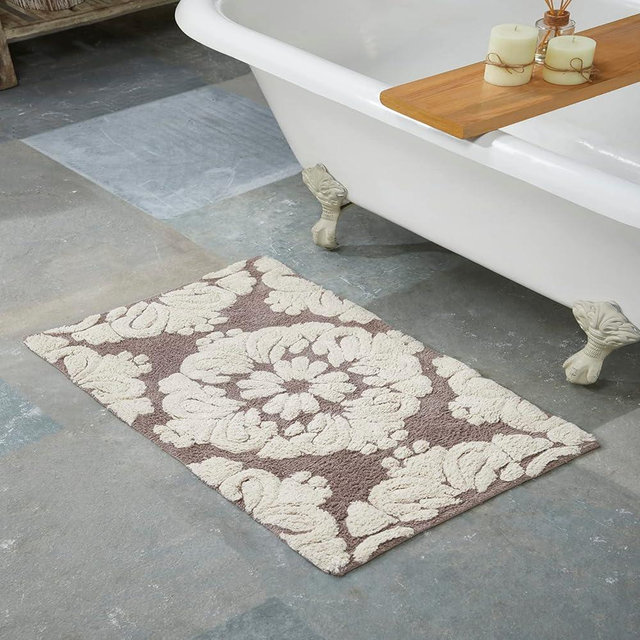 Better Trends Medallion Collection is a Tufted Bath Mat Rug 100% Cotton in Vibrant Colors, 17" x 24", Beige & Natural