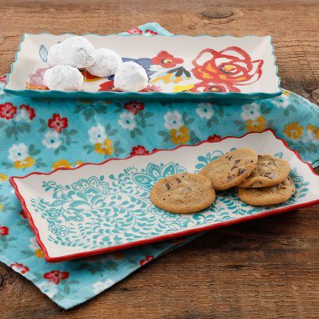 THE PIONEER WOMAN FLEA MARKET RECTANGULAR SERVING TRAY SET, 2-PACK