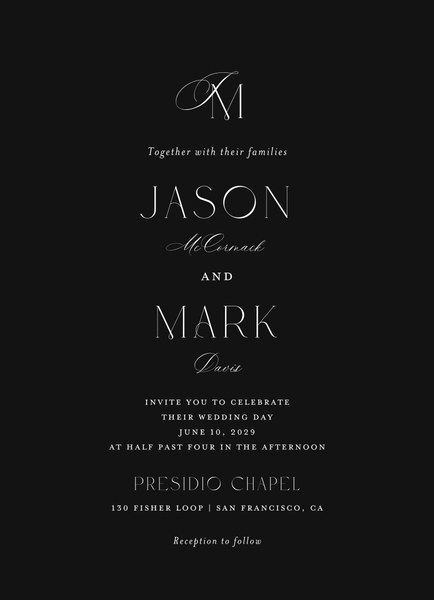 Galiena Portrait | Black | Zola Wedding Invitations