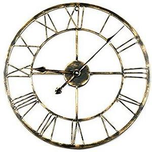 Toright Decro Home Round Iron Metal Wall Clock Gold