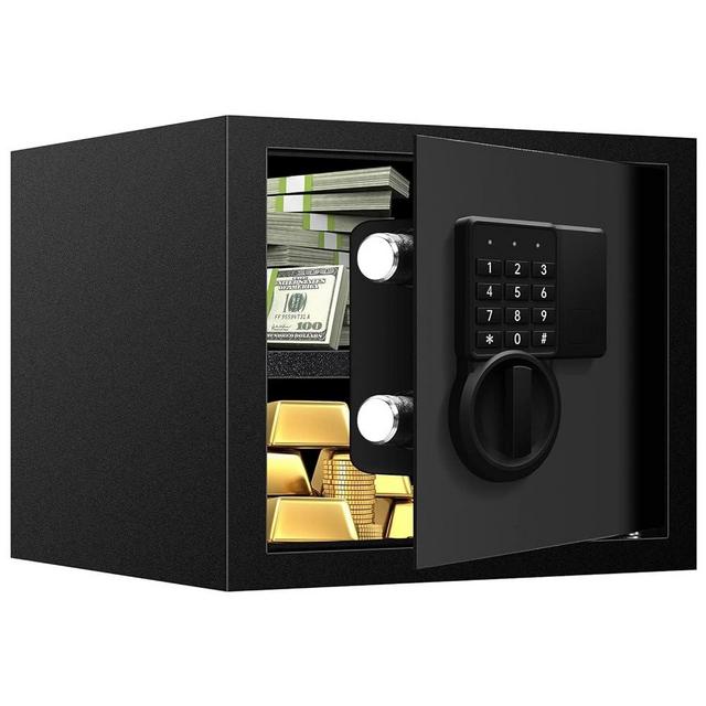 1.3 Cub Small Fireproof Waterproof Safe Box for Home Use, Security Safe and Lock Box with LED Sensor Light Keys for Money Jewelry Documents