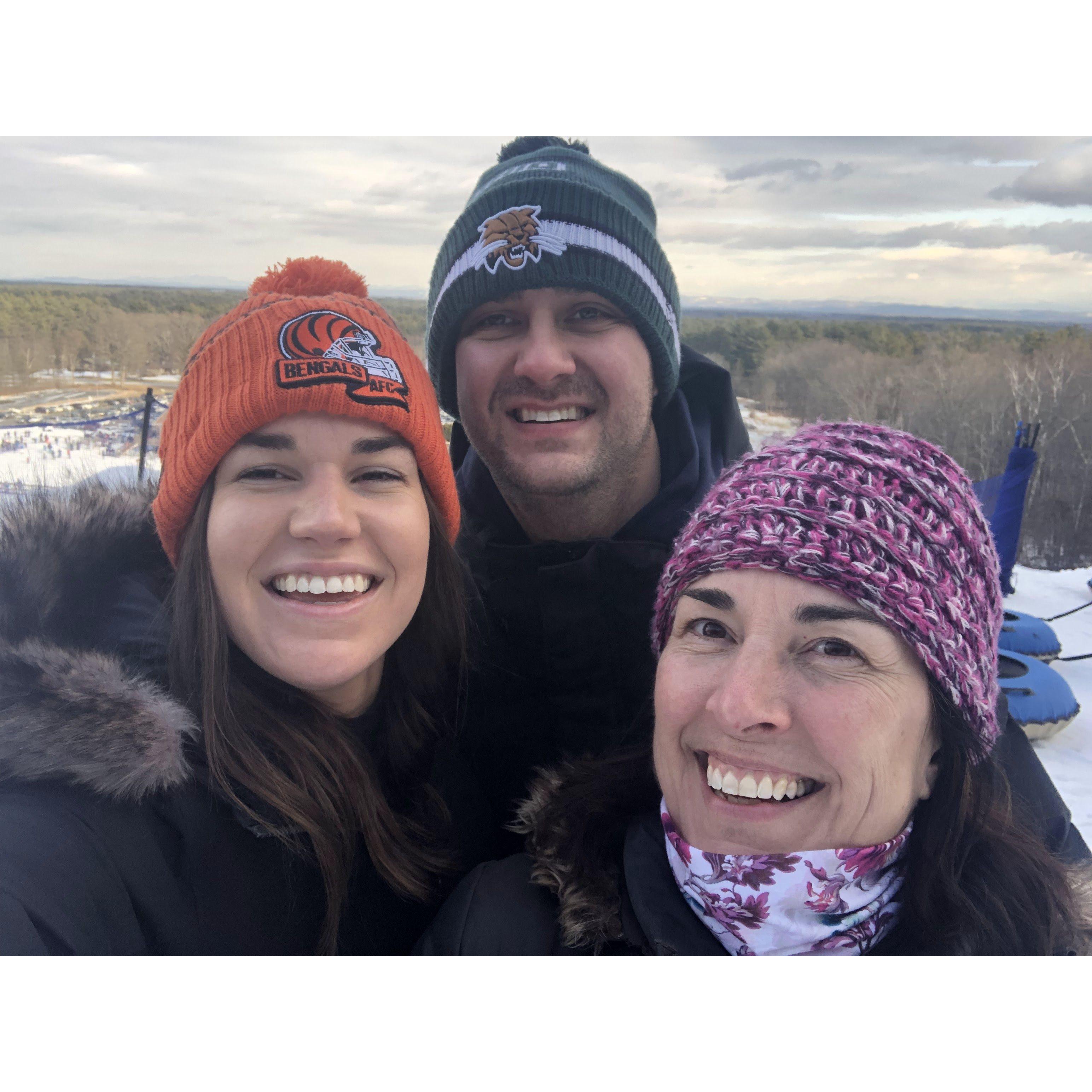 Sledding with Aunt Sarah in Upstate NY, December 2022!