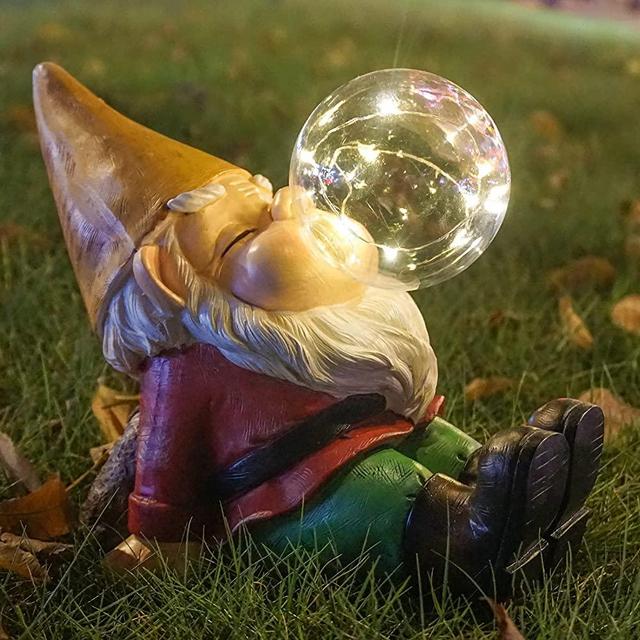VAINECHAY Garden Gnomes Statues Decor Outdoor Large Gnomes Garden Decorations Funny with Solar Light for Yard Lawn Decoration