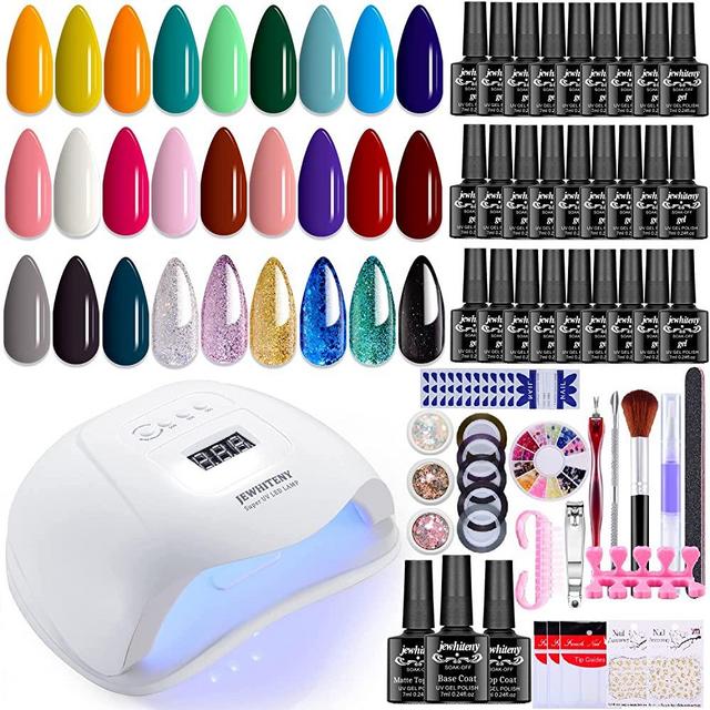 27 Colors Gel Nail Polish Kit with U V Light, 120W U V LED Nail Dryer Lamp Curing Gel Nail Polish Set with Top Coat Base Coat Matte Top Coat Popular Gel Nail Polish Set DIY at Home, Nail Manicure Tools