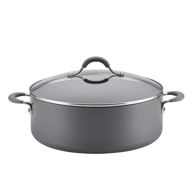 Circulon 83908 Radiance Hard Anodized Nonstick Stock Pot/Stockpot with Lid - 7.5 Quart, Gray