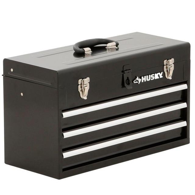 20 in. 3-Drawer Small Metal Portable Tool Box with Drawers and Tray
