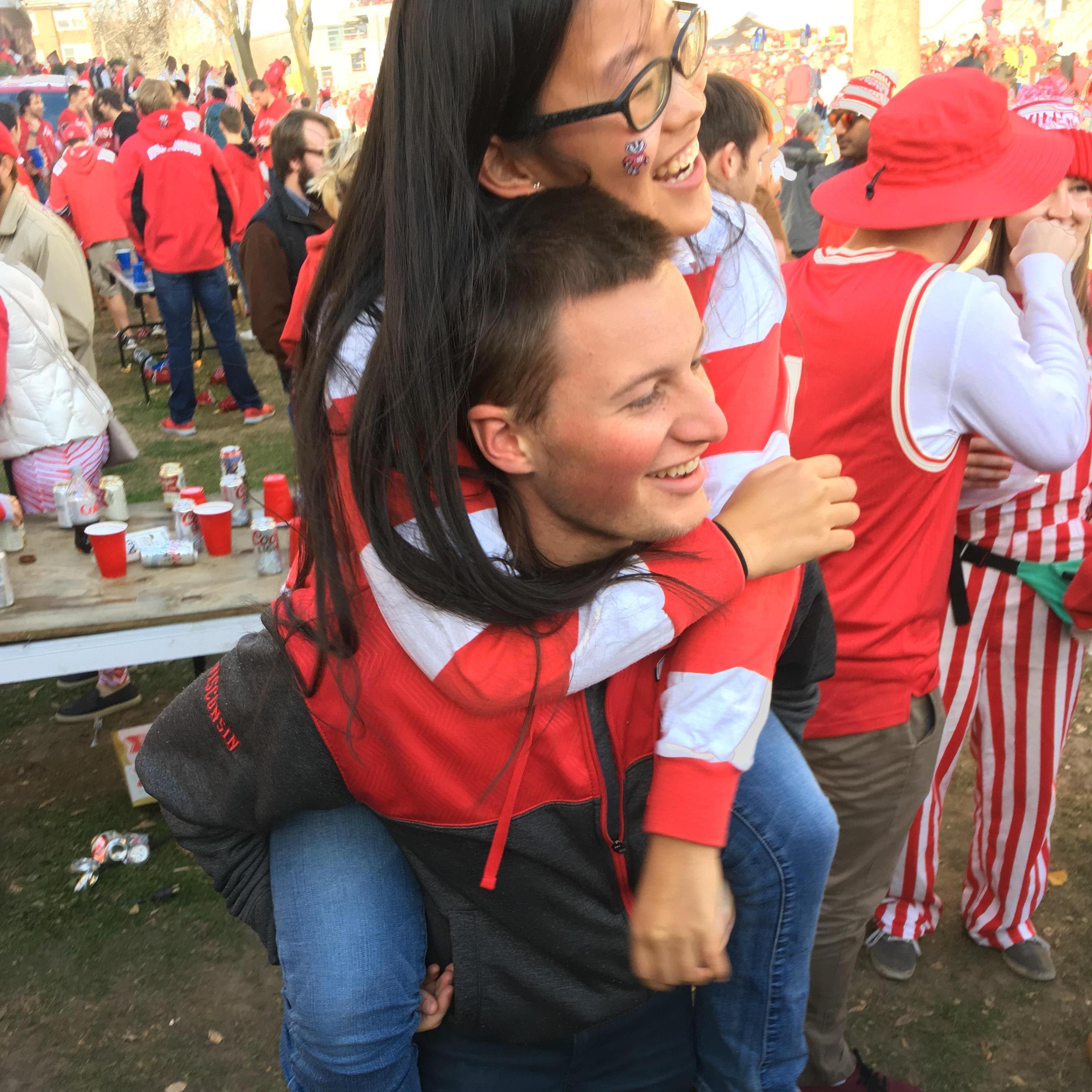 one of many tailgates in front of Camp Randall Stadium!