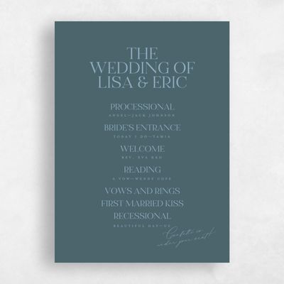 Deep Blue Spruce Wedding Program - Menton