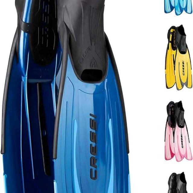 Cressi Adult Snorkeling Fins with Self-Adjustable Comfortable Full Foot Pocket | Perfect for Traveling | Agua: made in Italy