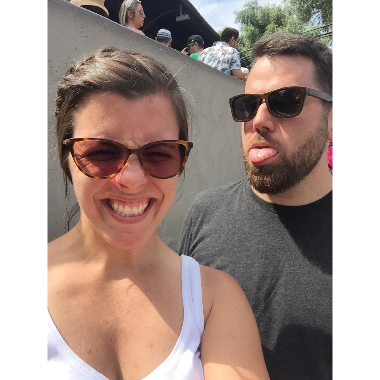 Selfie! waiting in line at the San Diego Zoo!
