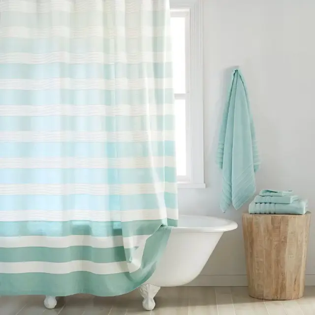 DKNY Highline Stripe 72-Inch x 72-Inch Shower Curtain in Aqua