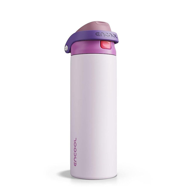 ENCOOL Leakproof Insulated Water Bottle with Straw Dual-Sip Water Bottle Bag-Safe Design for Work, Commute & Gym – Keeps Drinks Cold All Day, 24 oz, Purple Cabbage