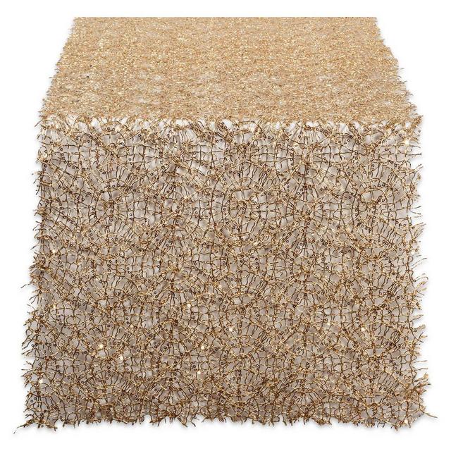 Design Imports Sequin Mesh 120-Inch Table Runner in Gold