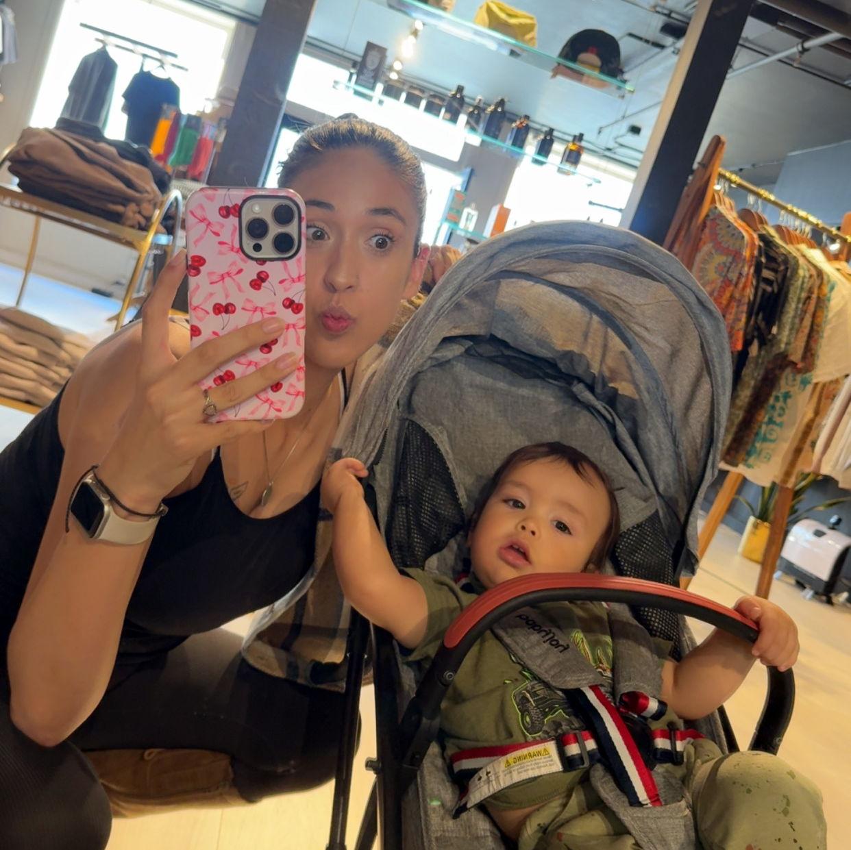 Kenny at work with mommy!