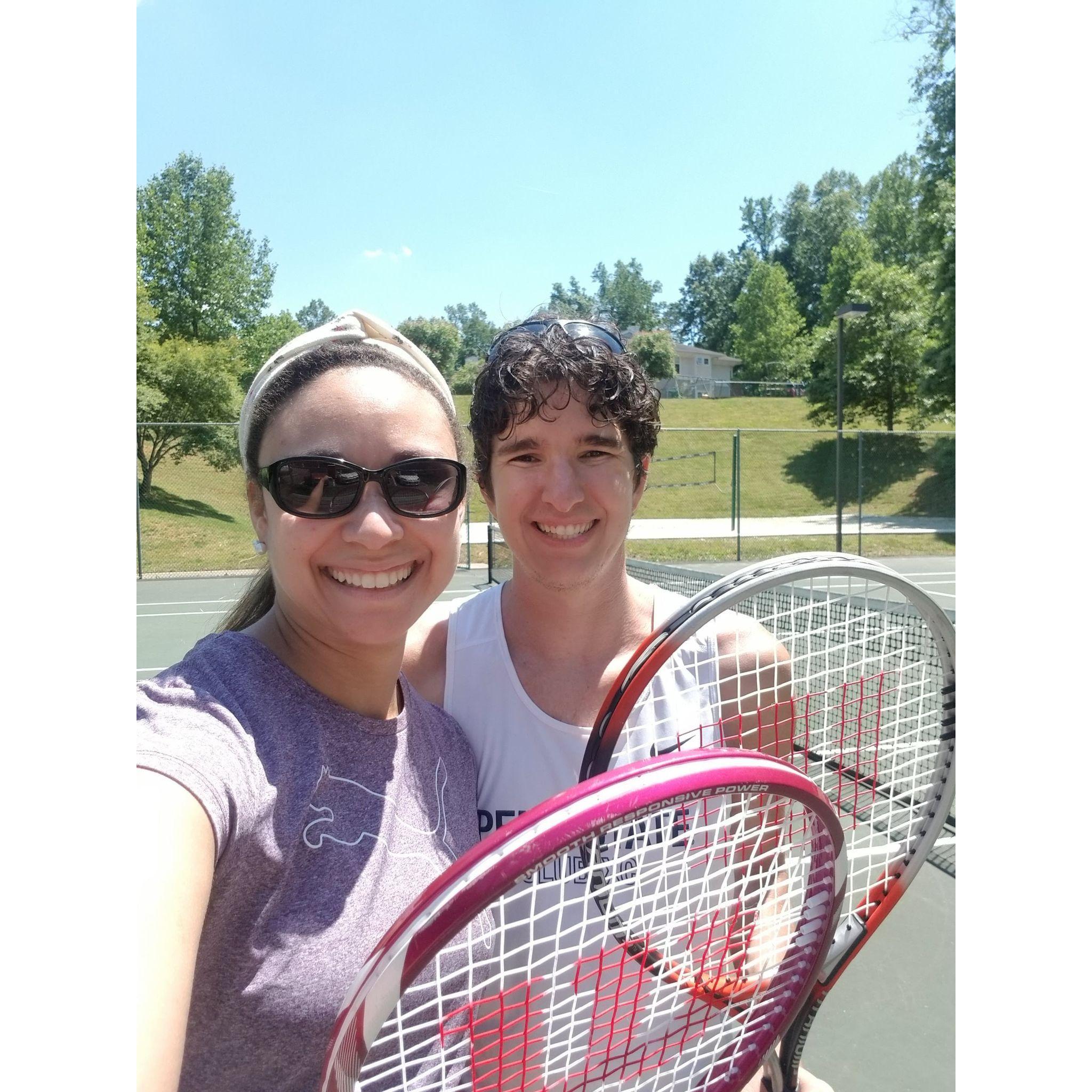 We started playing tennis together!