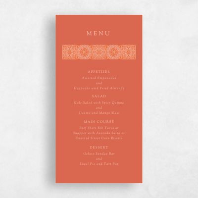 Burnt Orange Wedding Menu - Oluveri