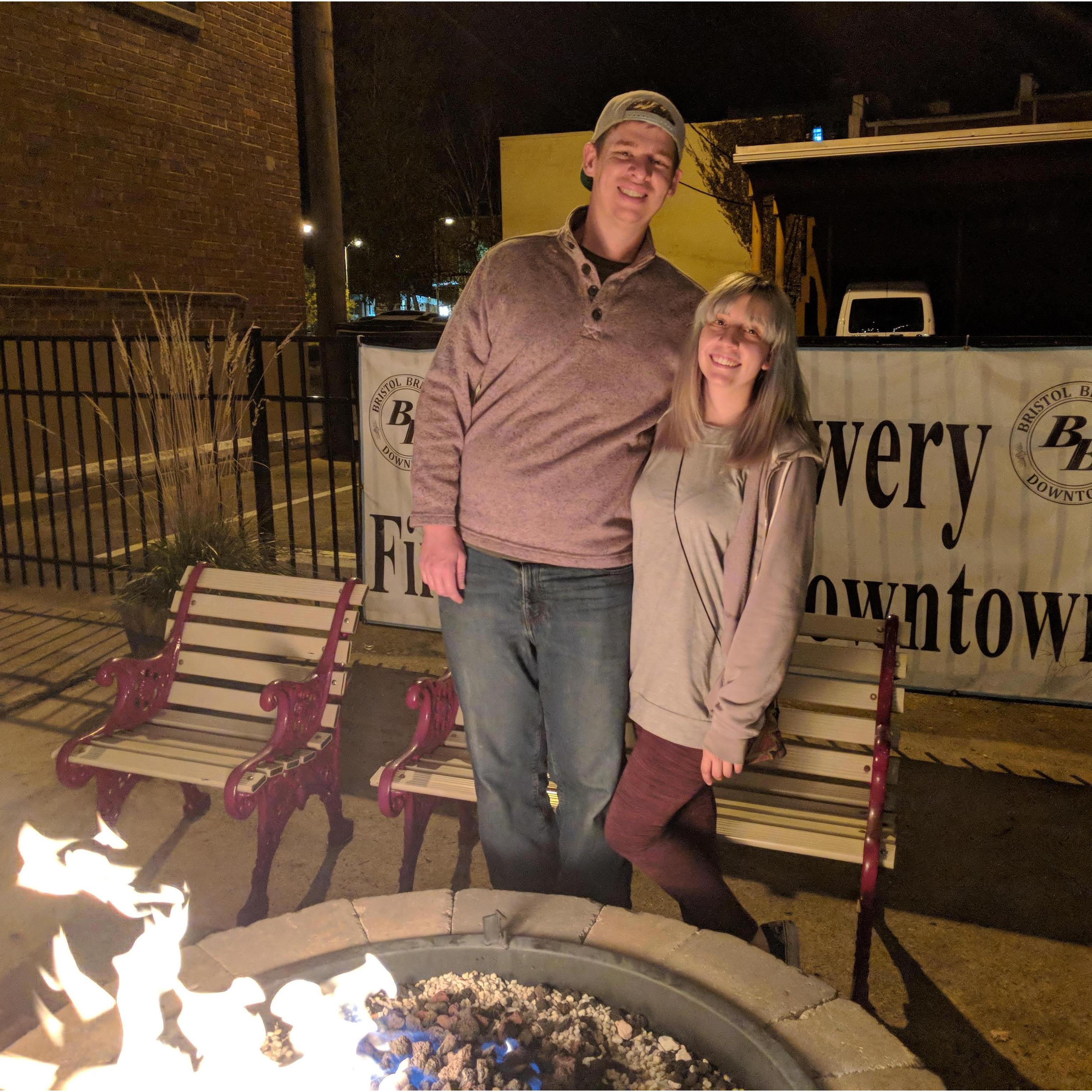 At the Bristol Station Brewery after an escape room with Julie's family.