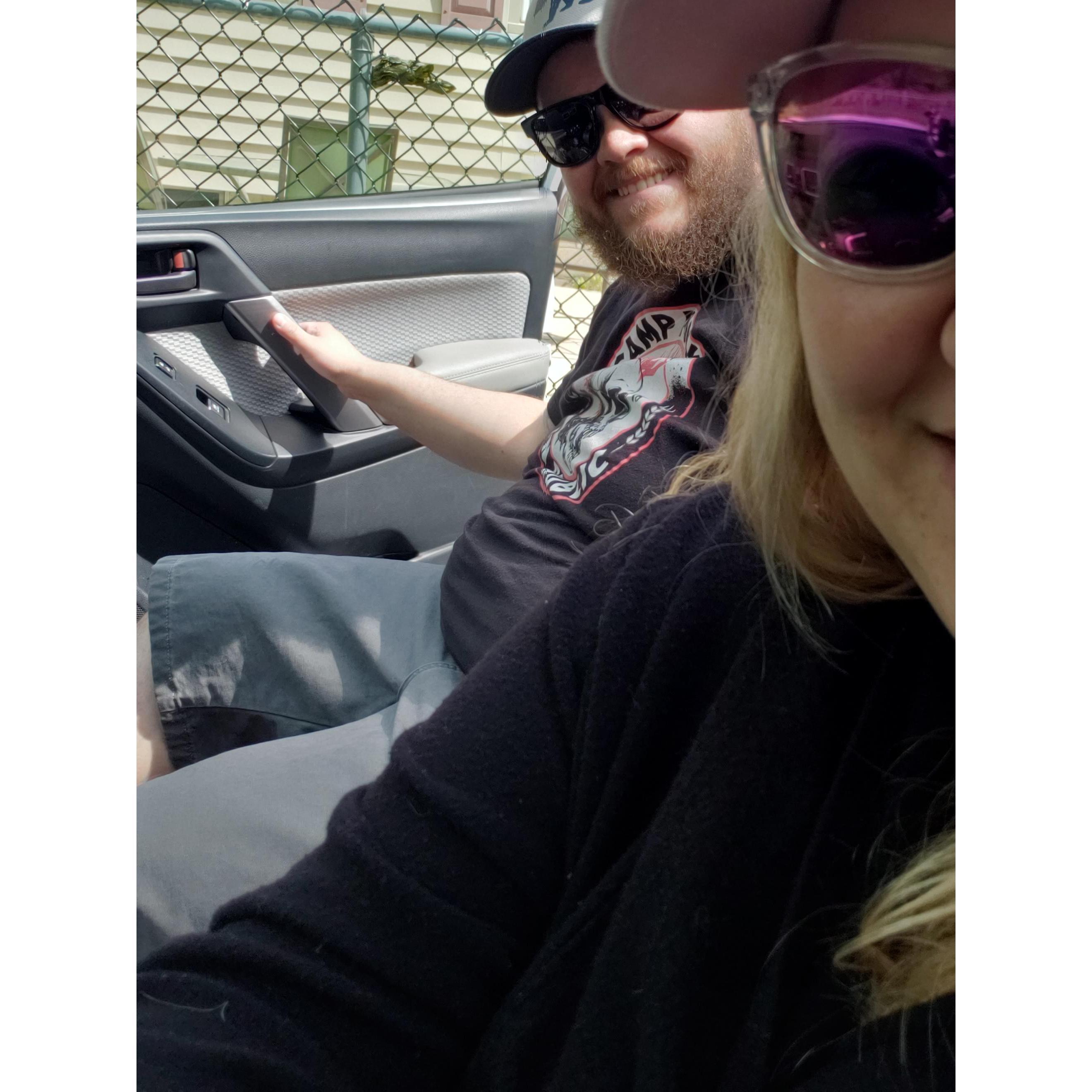 Right before driving to the hospital to become parents - May 16th, 2019