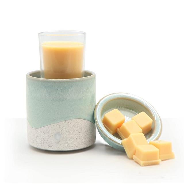TT & MM Ceramic Wax Melt Warmer Fragrance, 3-in-1 Electric Scented Candle Wax Burner for Candle Wax Cubes Tarts Oil, Home Office Bedroom Living Room Decor(Blue)