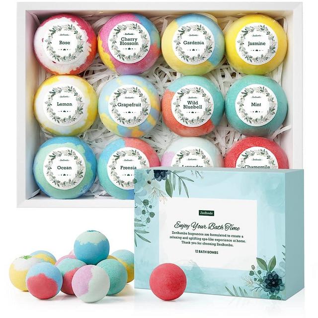 ZenBombs Bath Bombs for Women, 12pcs Handmade Natural Bath Bomb Gift Set, Fizzies Relaxing Spa Bath with Shea Butter & Essential Oils, Amazing Gift for Her, Wife, Girlfriend, Mother