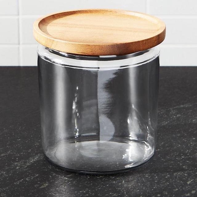 Montana 64 oz. Acacia and Glass Jar