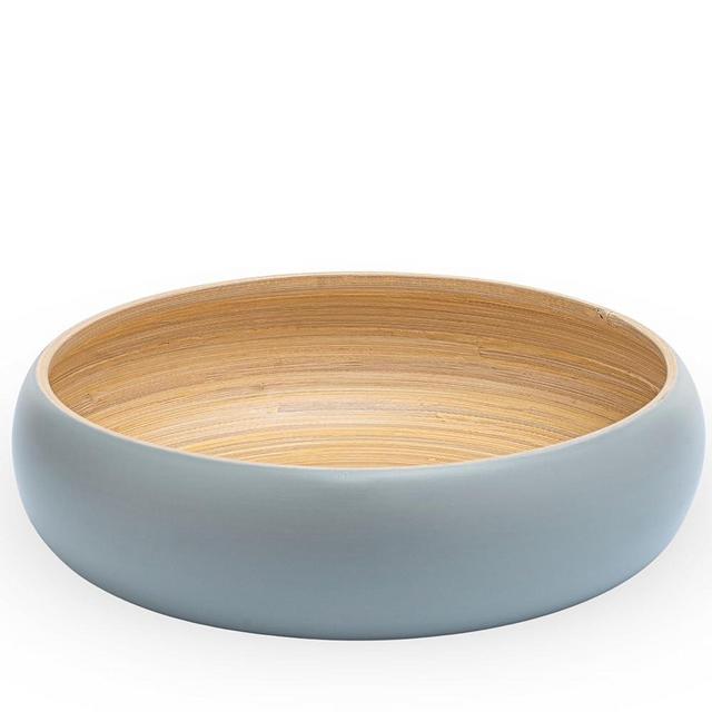 CLAYNIX Bamboo Fruit Bowl, Decorative Bowl For Kitchen Counter, Large Serving Bowl, Or Fruit Basket For Kitchen (Gray)